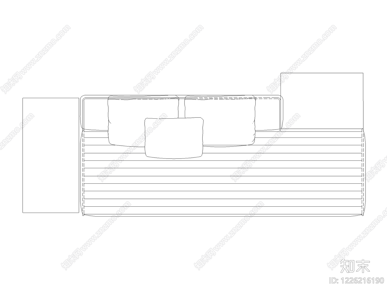 正反沙发组合cad施工图下载【ID:1226216190】
