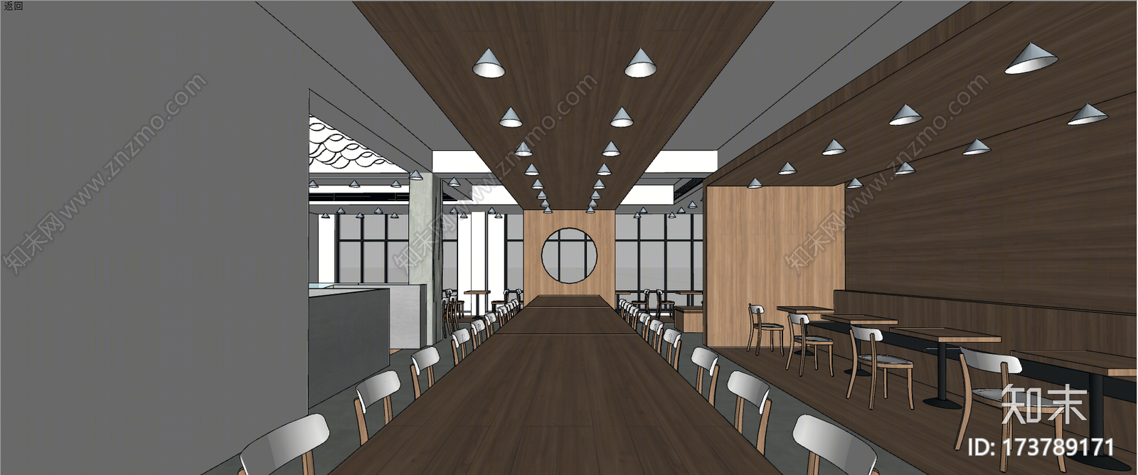 现代餐厅SU模型下载【ID:173789171】