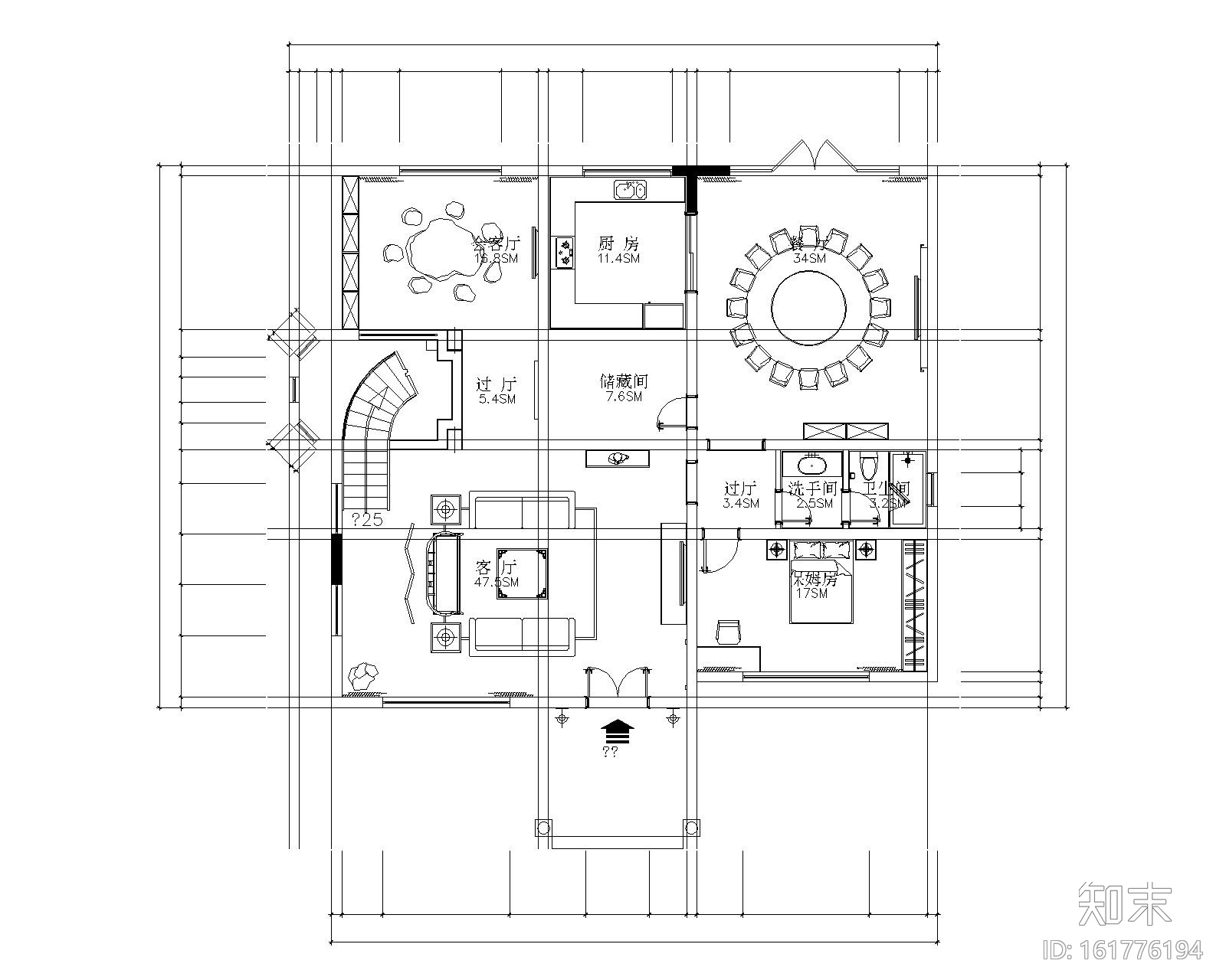 [广东]新中式风格高档三层别墅装饰施工图及效果图cad施工图下载【ID:161776194】