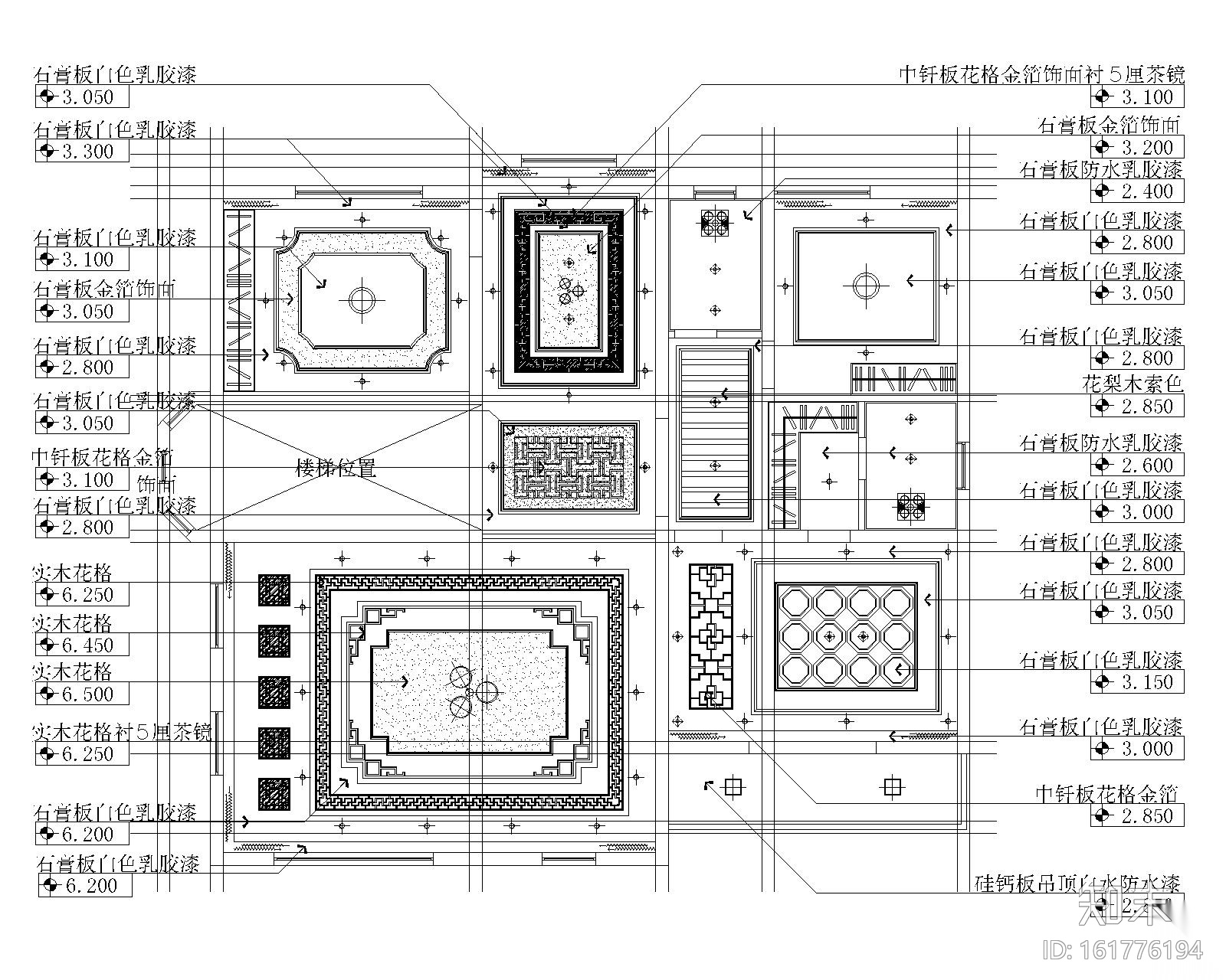 [广东]新中式风格高档三层别墅装饰施工图及效果图cad施工图下载【ID:161776194】