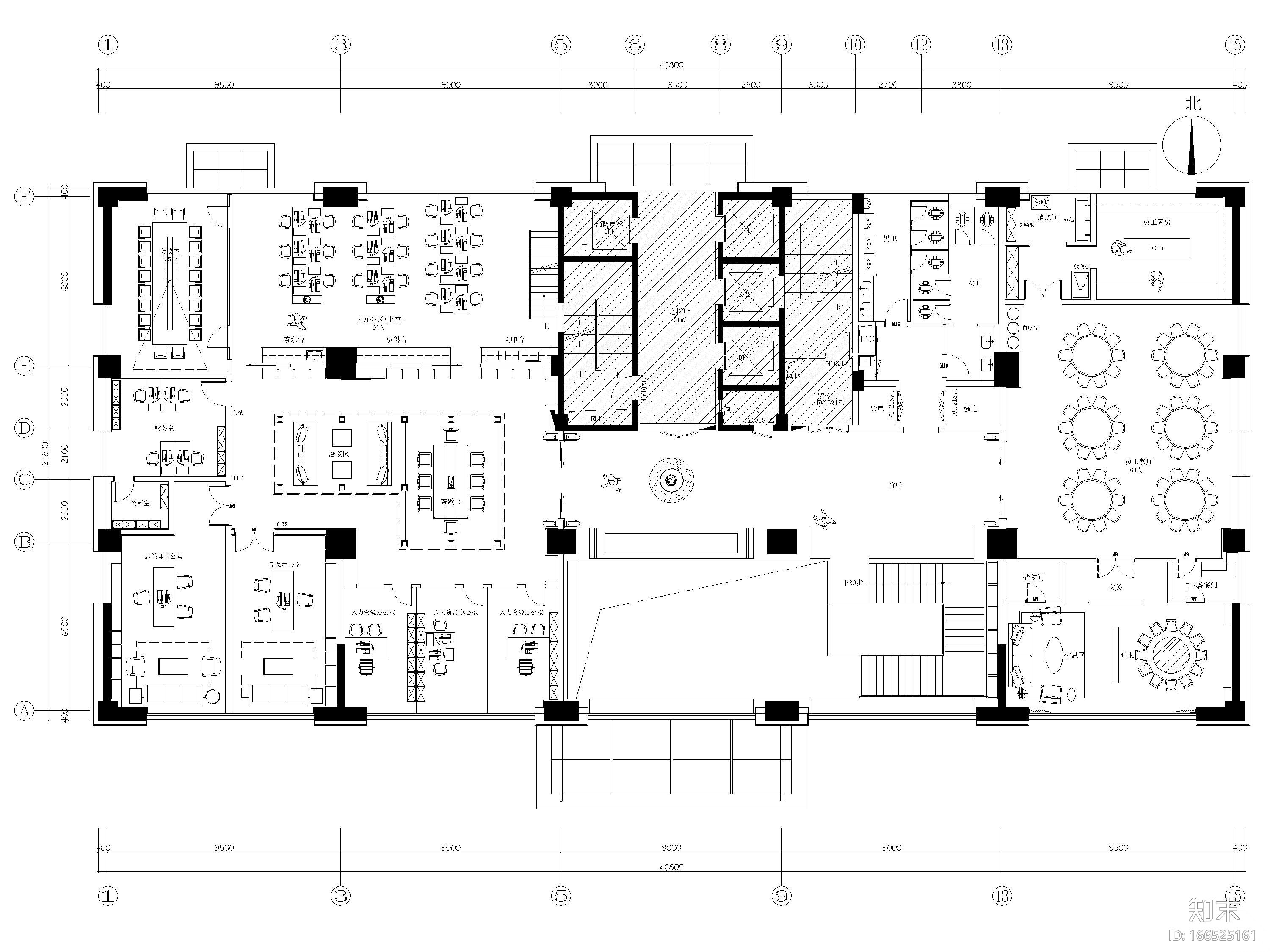 [江苏]​1500㎡禅意中式办公楼设计施工图施工图下载【ID:166525161】