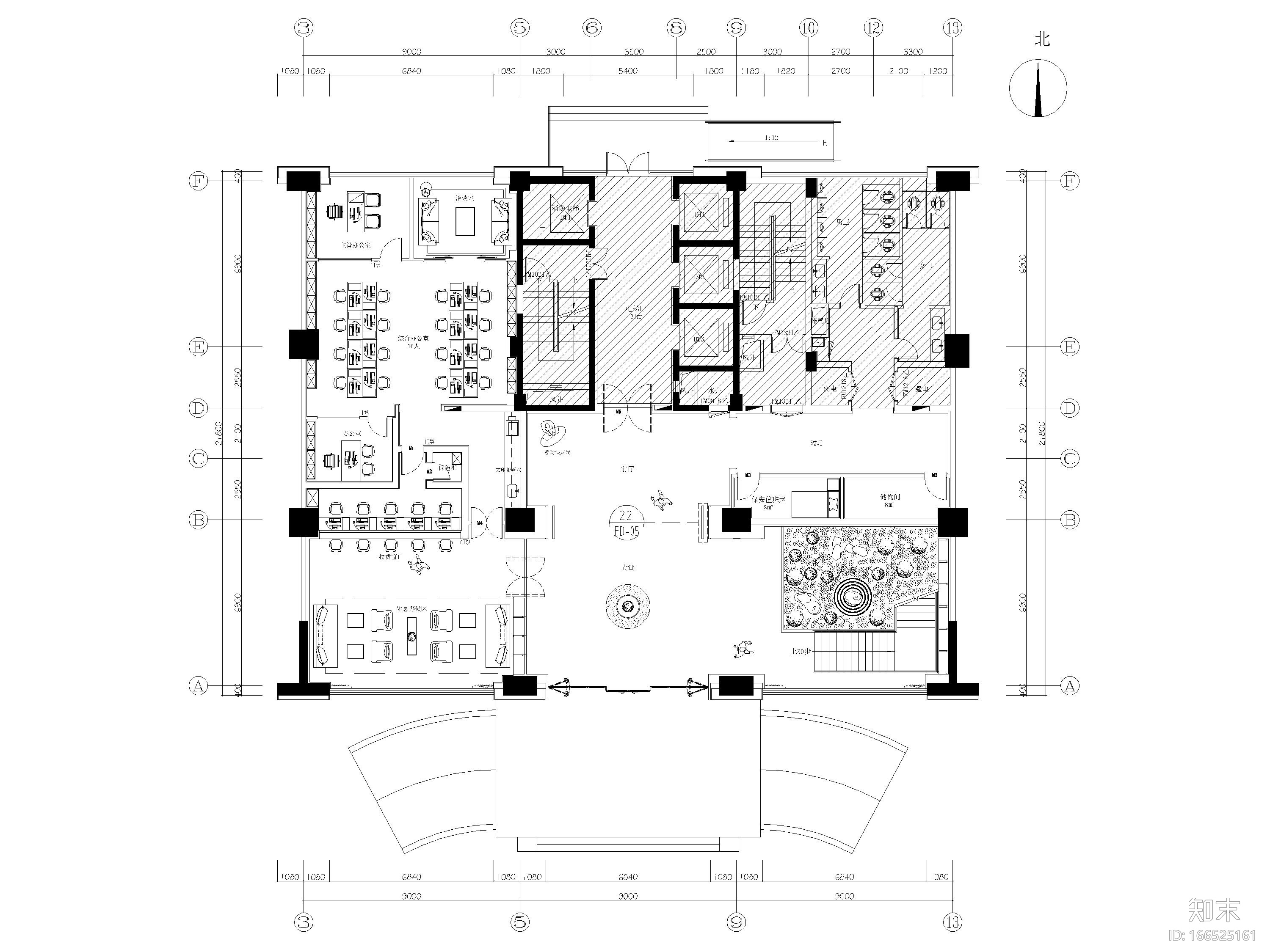 [江苏]​1500㎡禅意中式办公楼设计施工图施工图下载【ID:166525161】