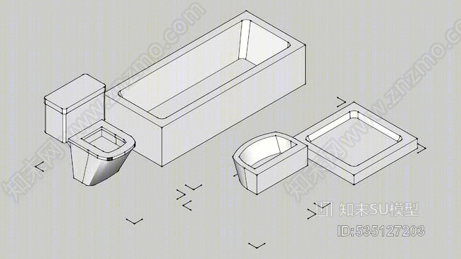 浴室家具套装SU模型下载【ID:535127203】