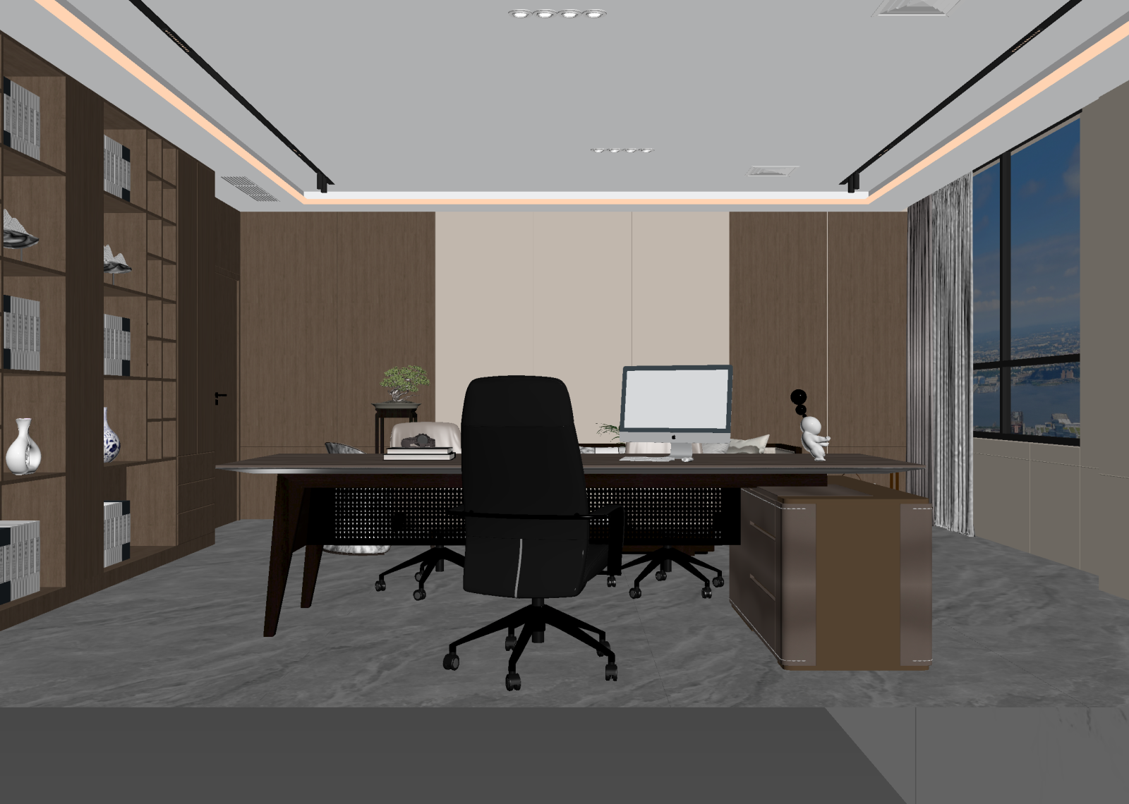 新中式经理办公室3D模型下载【ID:1214801444】