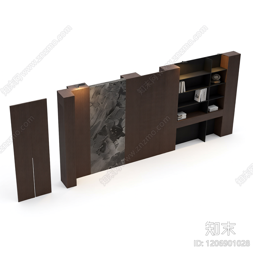 组合书柜电视墙3D模型下载【ID:1206901028】