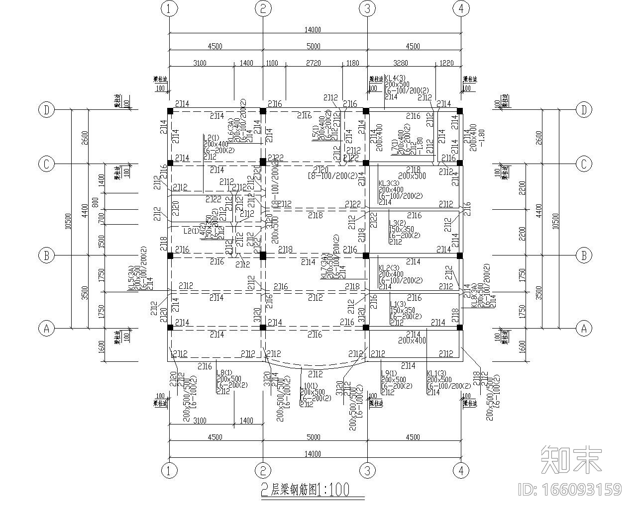 四层商业框架结构cad施工图下载【ID:166093159】