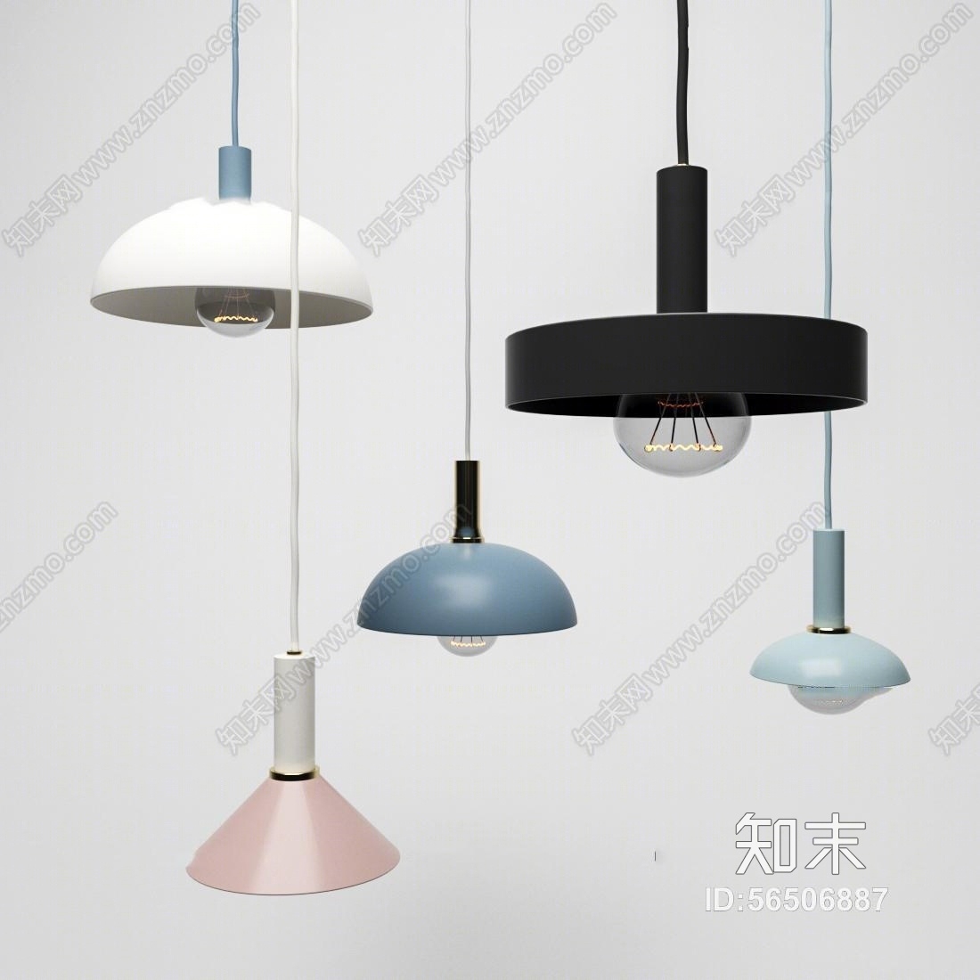 现代金属小吊灯组合3D模型下载【ID:56506887】