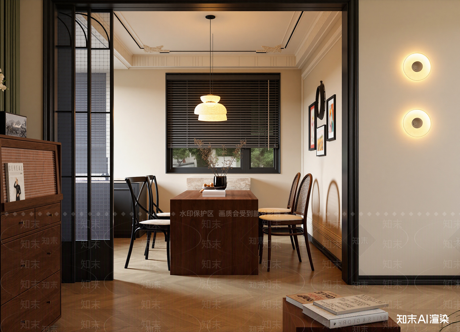 美式家居餐厅3D模型下载【ID:1214758247】