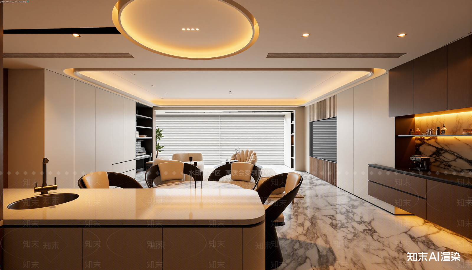 现代客餐厅3D模型下载【ID:1222034037】