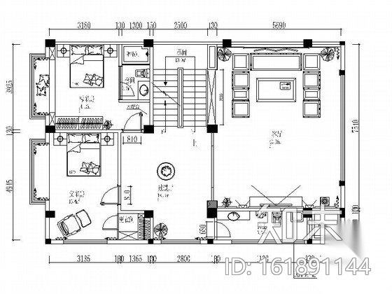 [广东]精品复式豪宅室内设计装修图施工图下载【ID:161891144】