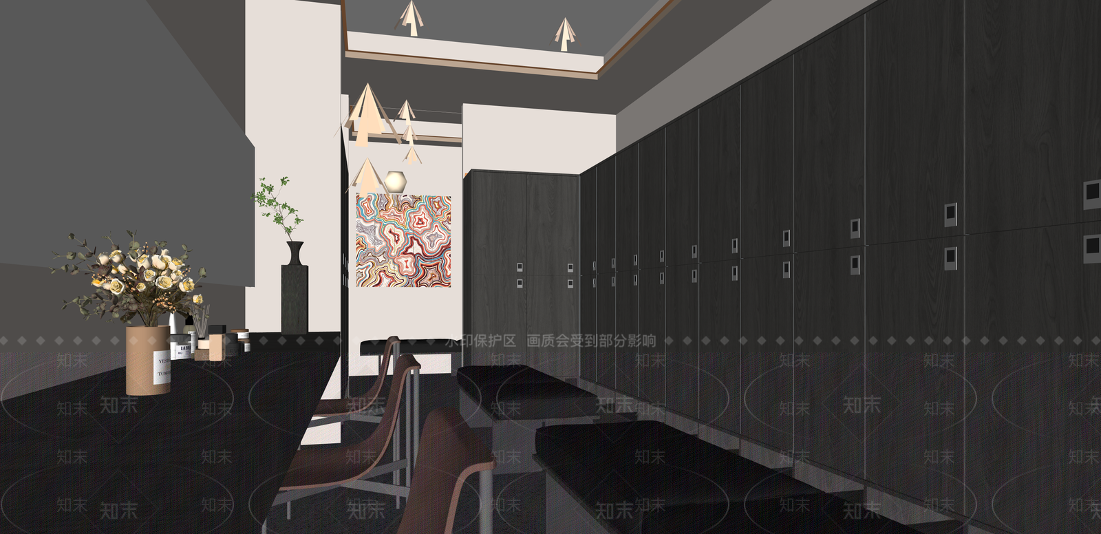 现代更衣室SU模型下载【ID:1215212326】