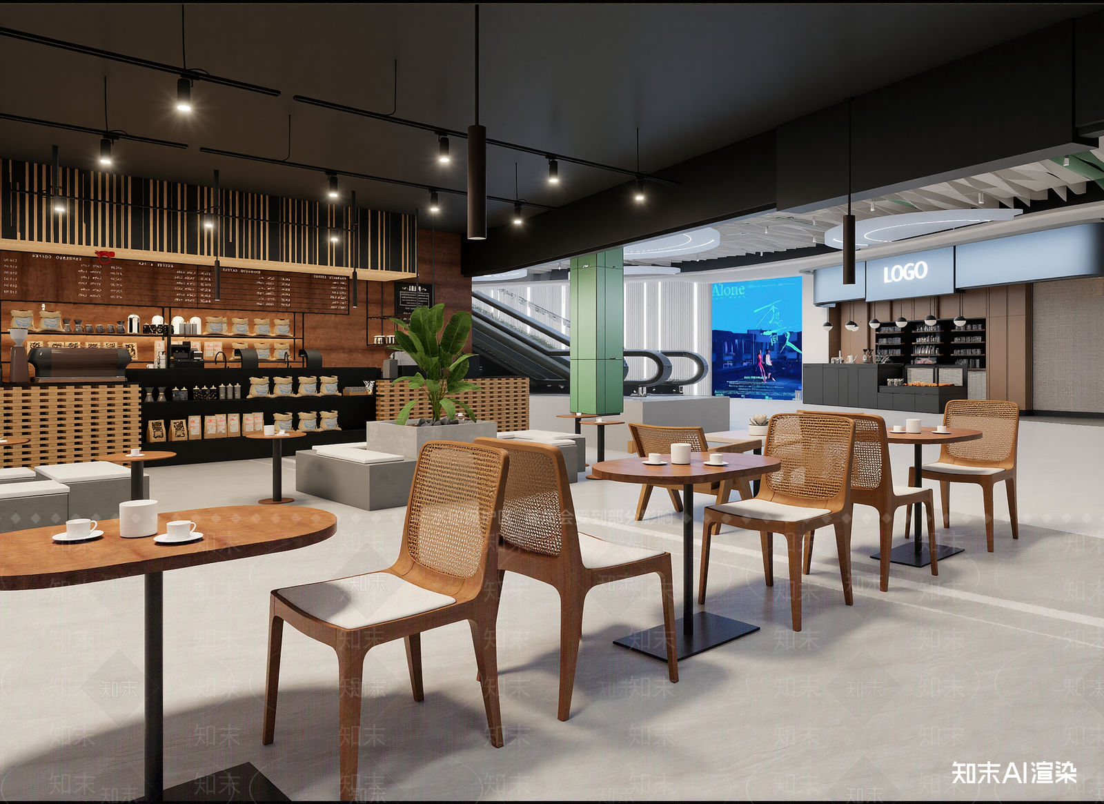 现代咖啡厅3D模型下载【ID:1214304647】