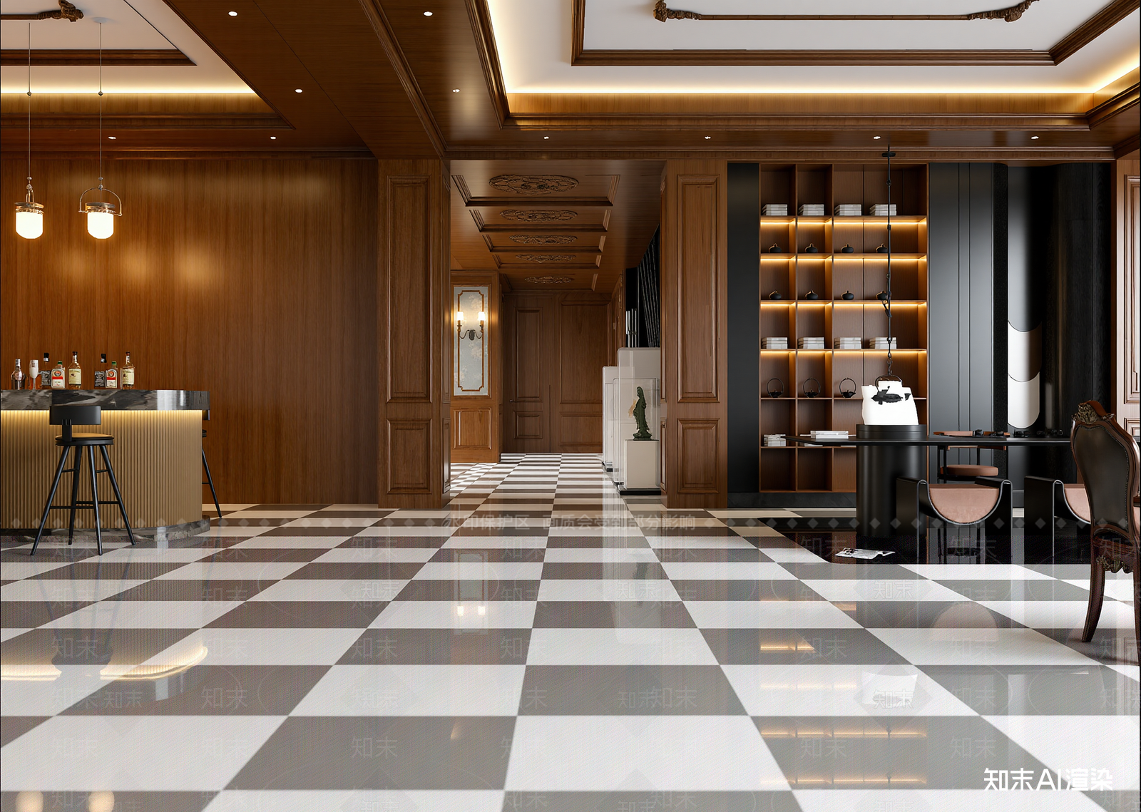 美式酒店大堂3D模型下载【ID:1214840267】