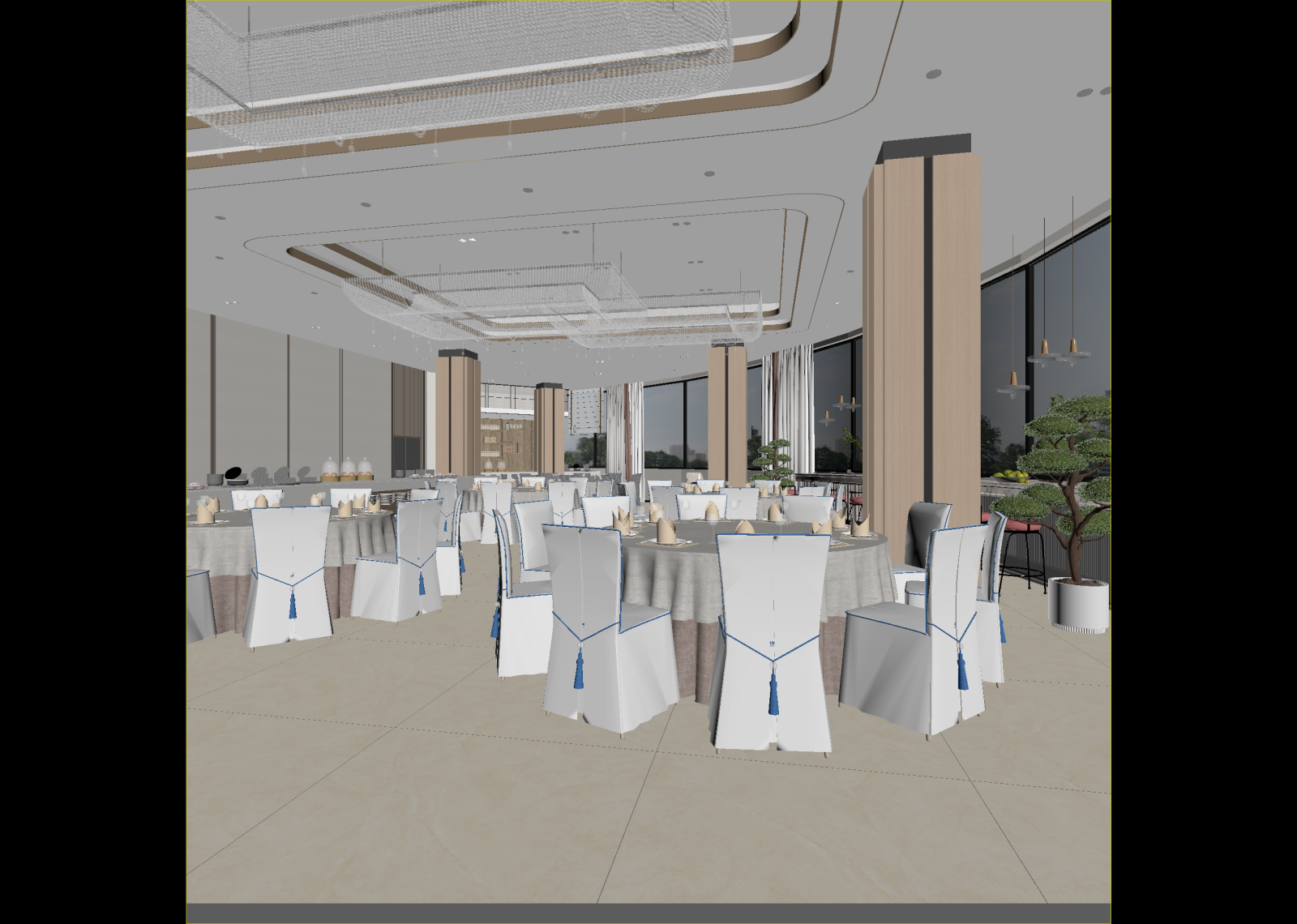 现代宴会厅3D模型下载【ID:1215019241】