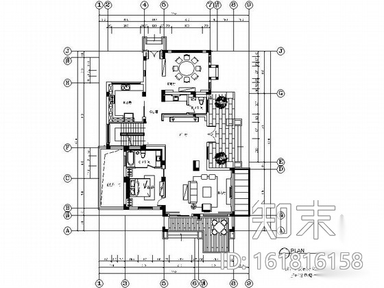 [江苏]某现代中式双层别墅室内装修施工图（含效果）cad施工图下载【ID:161816158】