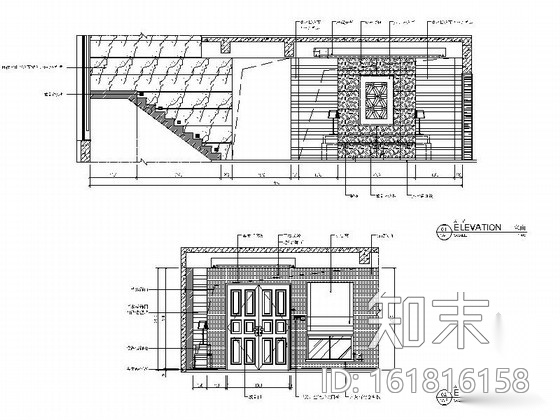 [江苏]某现代中式双层别墅室内装修施工图（含效果）cad施工图下载【ID:161816158】