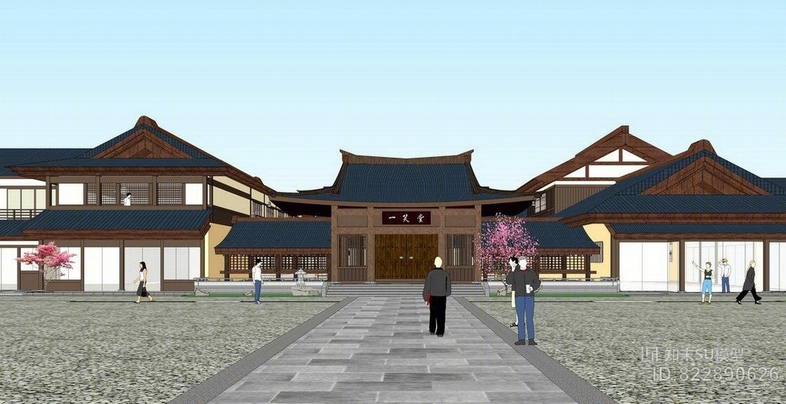 中式民俗文化村SU模型下载【ID:822890626】