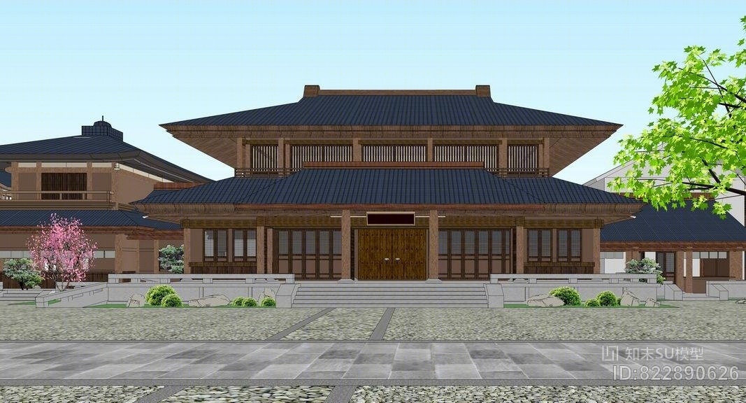 中式民俗文化村SU模型下载【ID:822890626】