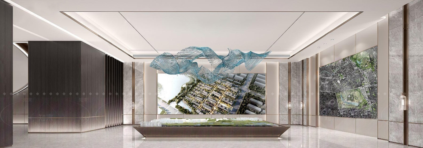 现代售楼处沙盘区3D模型下载【ID:1121137489】