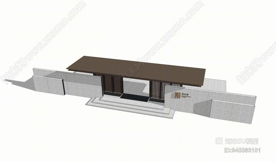 中式入口大门SU模型下载【ID:945583101】
