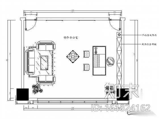 55平方办公室装修图（含效果）cad施工图下载【ID:161824162】