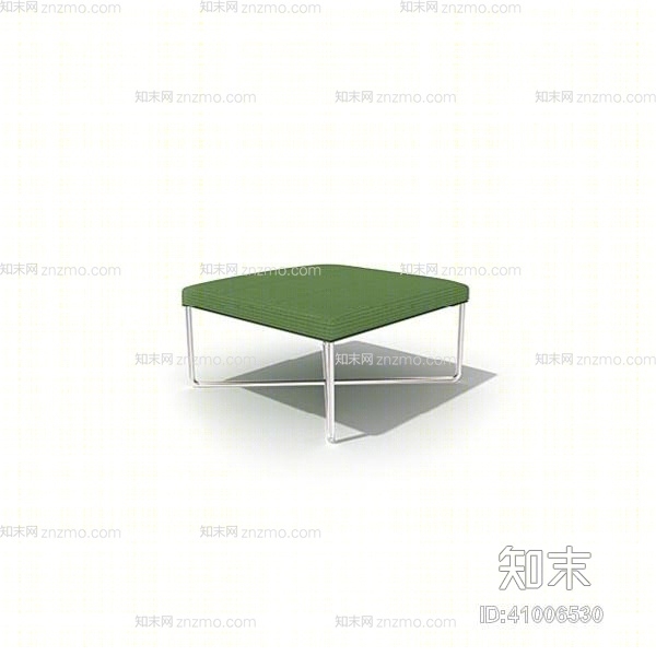 现代绿色方型布艺凳子3D模型下载【ID:41006530】