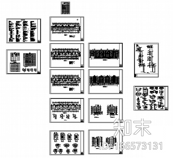 某花园式小区住宅楼群建筑施工套图cad施工图下载【ID:166573131】