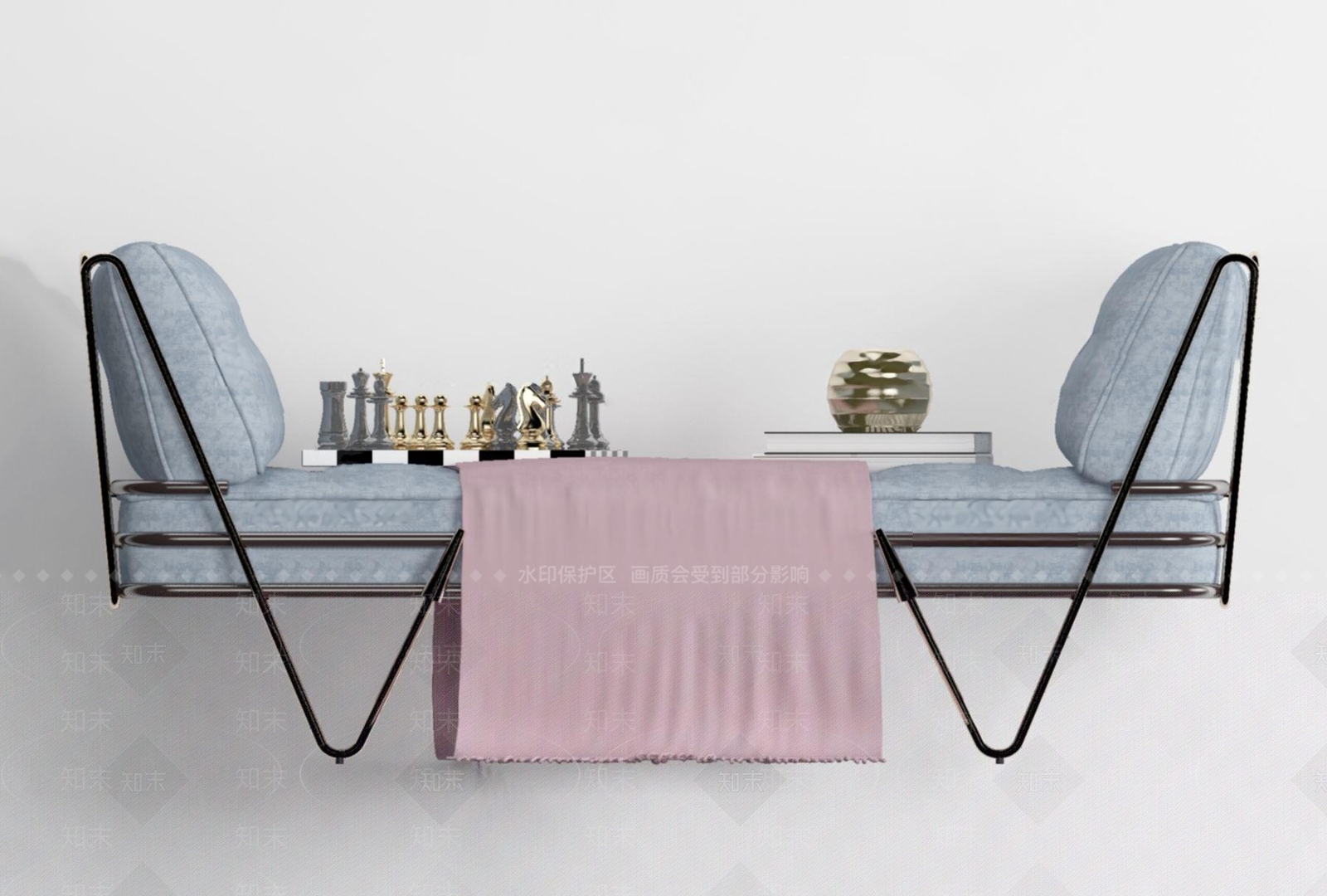 现代布艺脚踏3D模型下载【ID:1109368939】