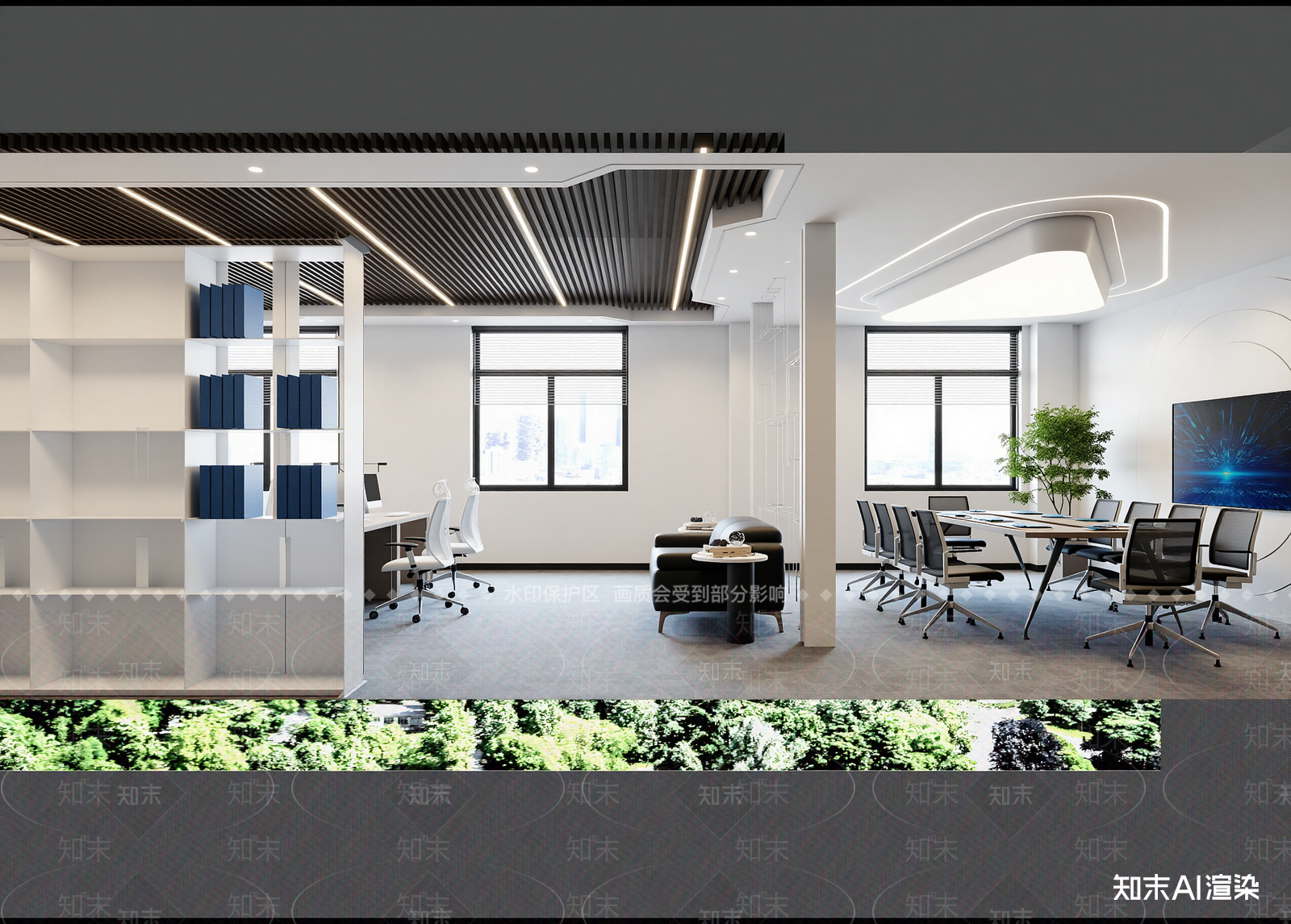 现代办公大厅3D模型下载【ID:1214604977】