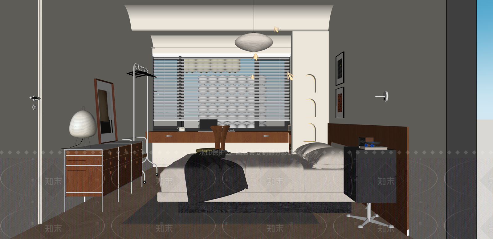 现代家居卧室SU模型下载【ID:1215926392】