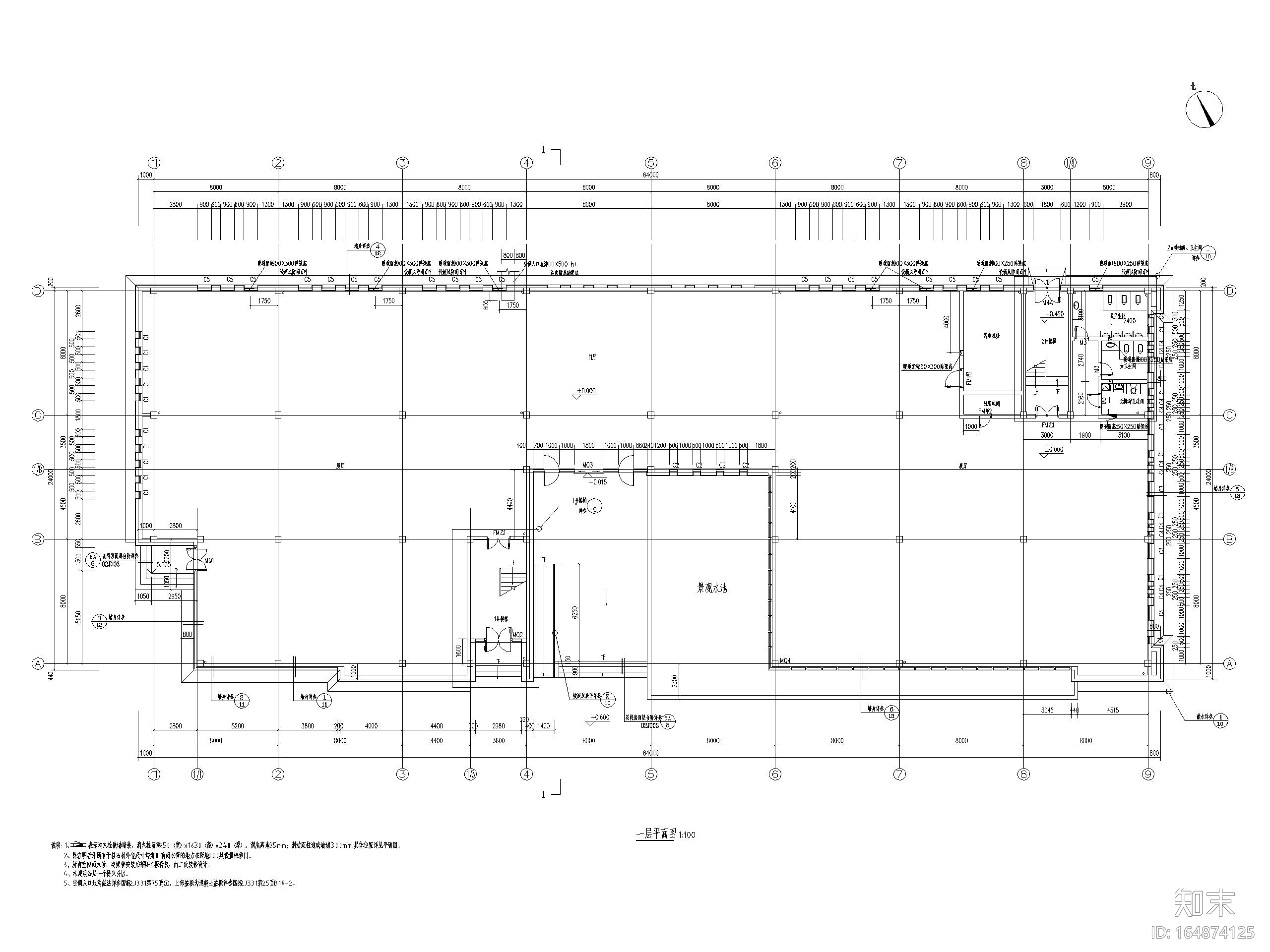 [福建]二层框架结构展示馆建筑施工图cad施工图下载【ID:164874125】