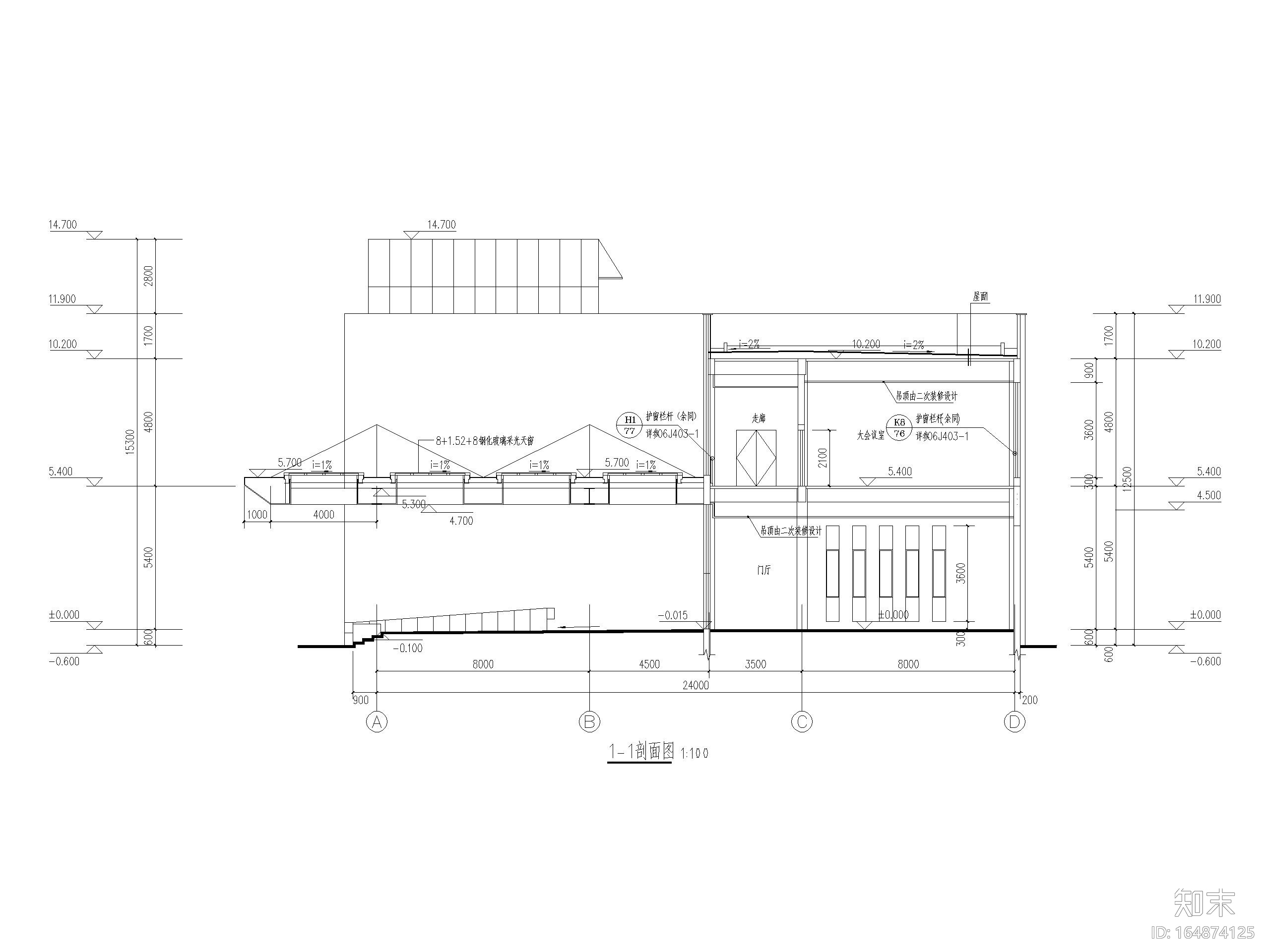 [福建]二层框架结构展示馆建筑施工图cad施工图下载【ID:164874125】