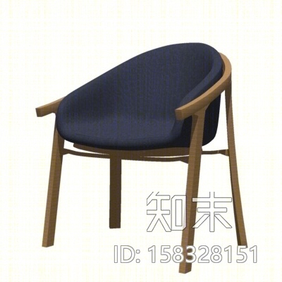 现代实木单椅SU模型下载【ID:158328151】