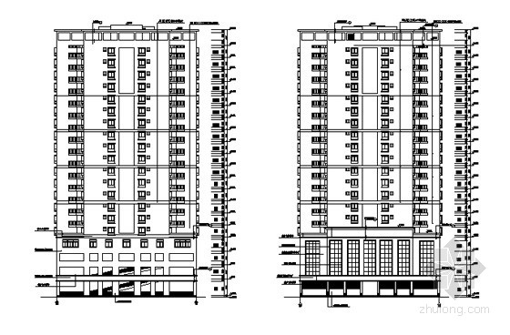 某独栋二十层商住大厦建筑施工图（带电梯）cad施工图下载【ID:167356154】