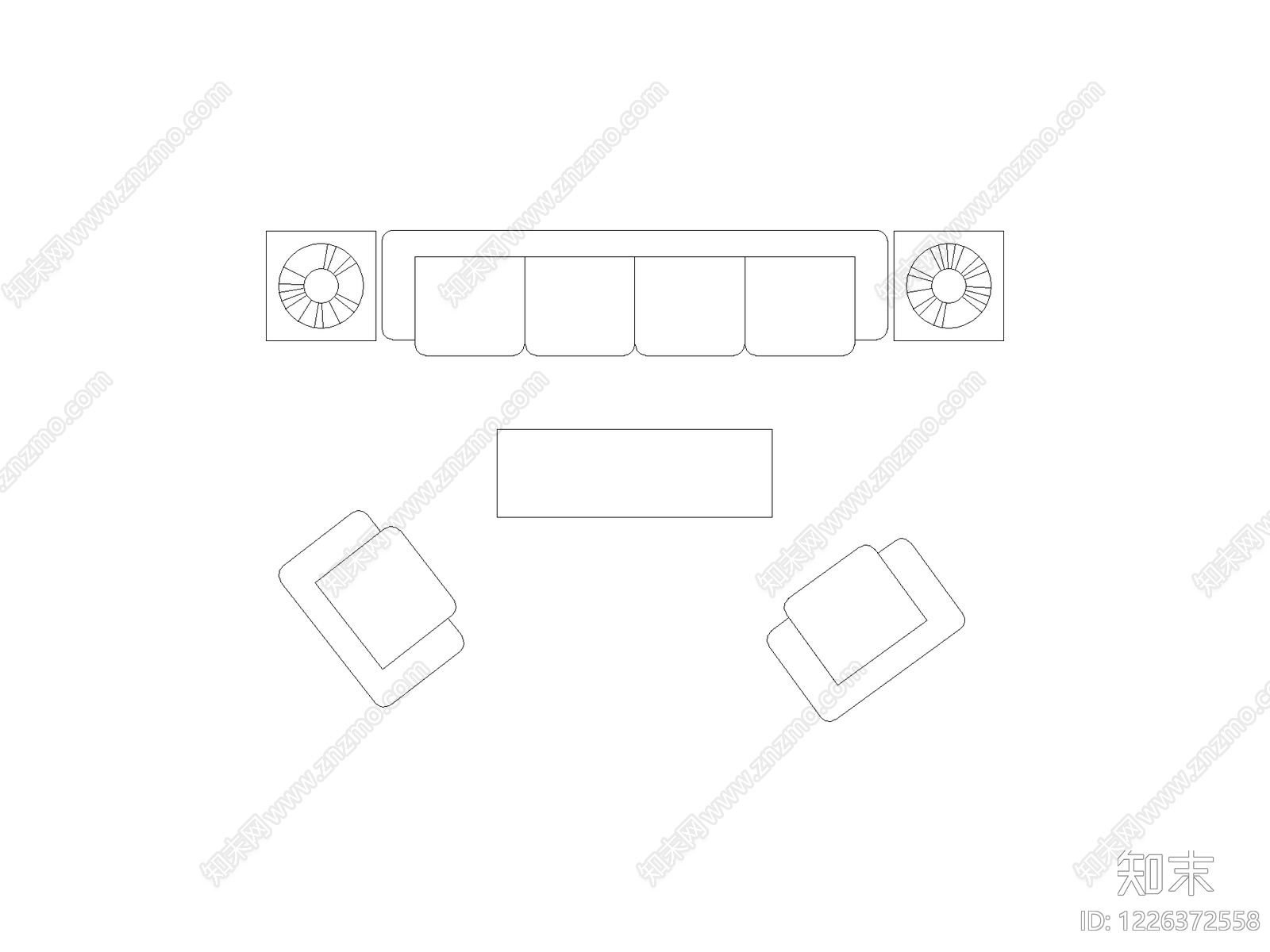 沙发cad施工图下载【ID:1226372558】