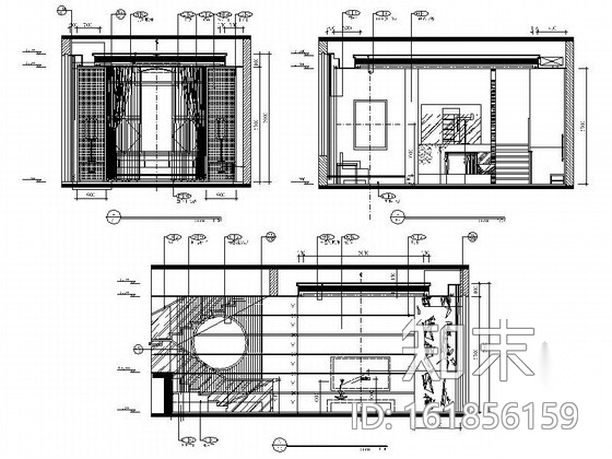 [武汉]三层住宅别墅现代风格室内设计施工图cad施工图下载【ID:161856159】