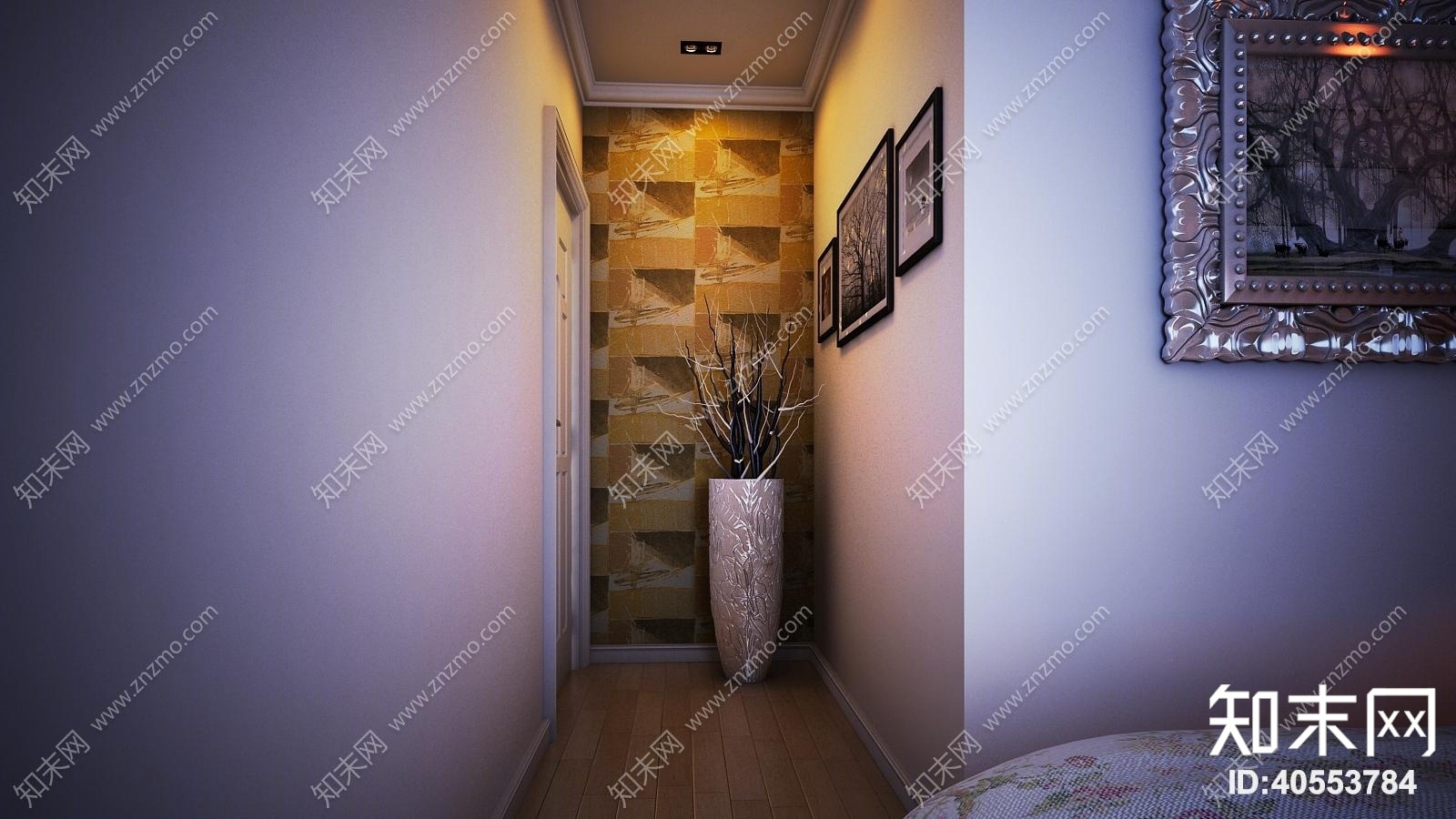 欧式简约家居卧室3D模型下载【ID:40553784】