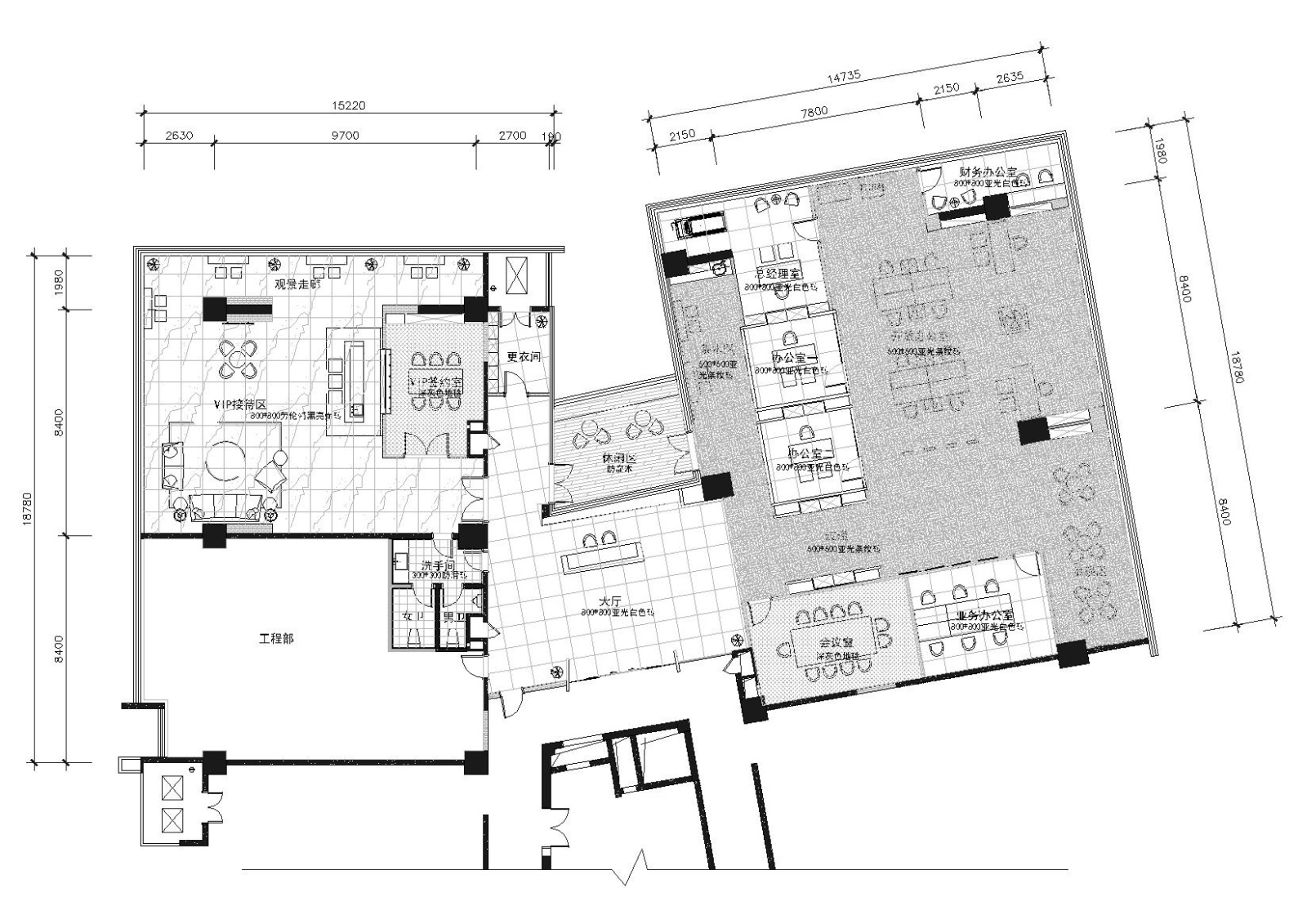 [杭州]281㎡现代装饰公司办公空间施工图cad施工图下载【ID:160418111】