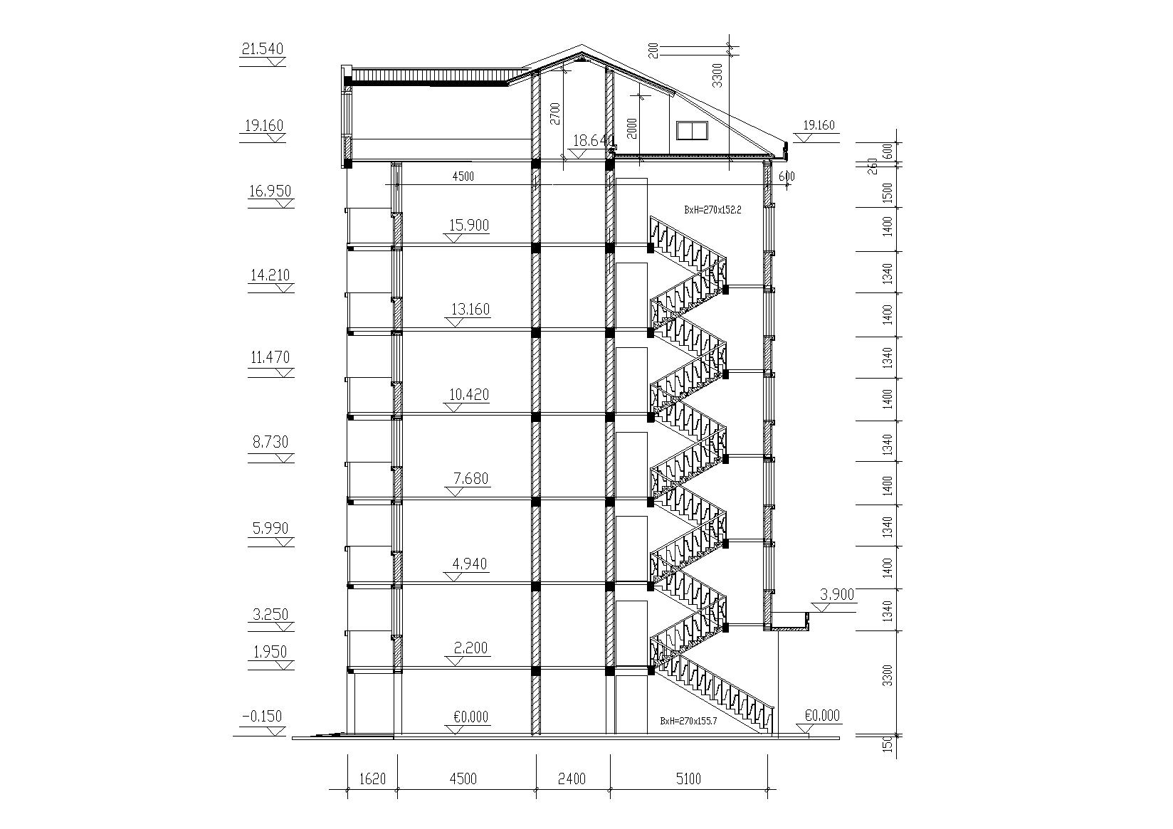 多层舒适三室一厅户型阁楼宿舍楼建筑施工图cad施工图下载【ID:165154125】