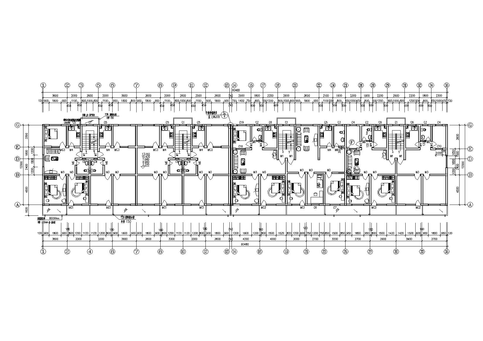 多层舒适三室一厅户型阁楼宿舍楼建筑施工图cad施工图下载【ID:165154125】