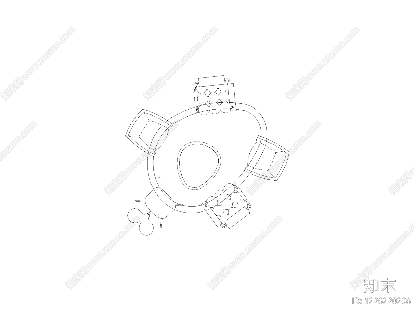 正反沙发组合cad施工图下载【ID:1226220208】
