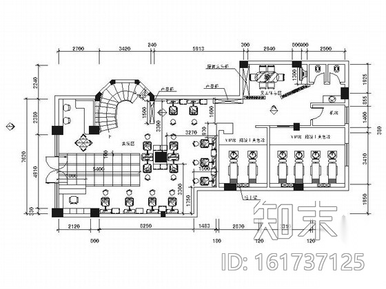 时尚现代美发厅室内装修施工图（含效果）施工图下载【ID:161737121】