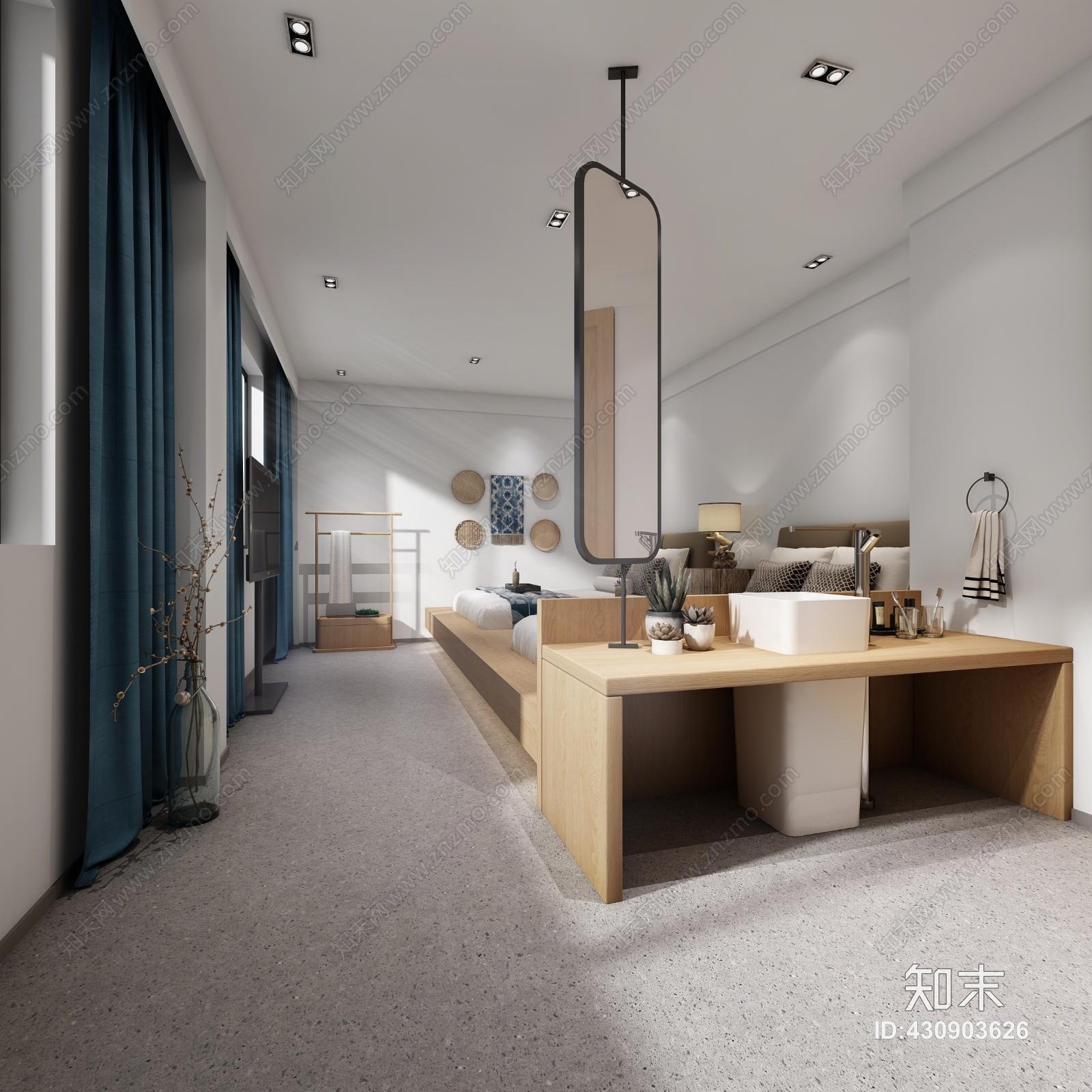 现代名宿标间3D模型下载【ID:430903626】