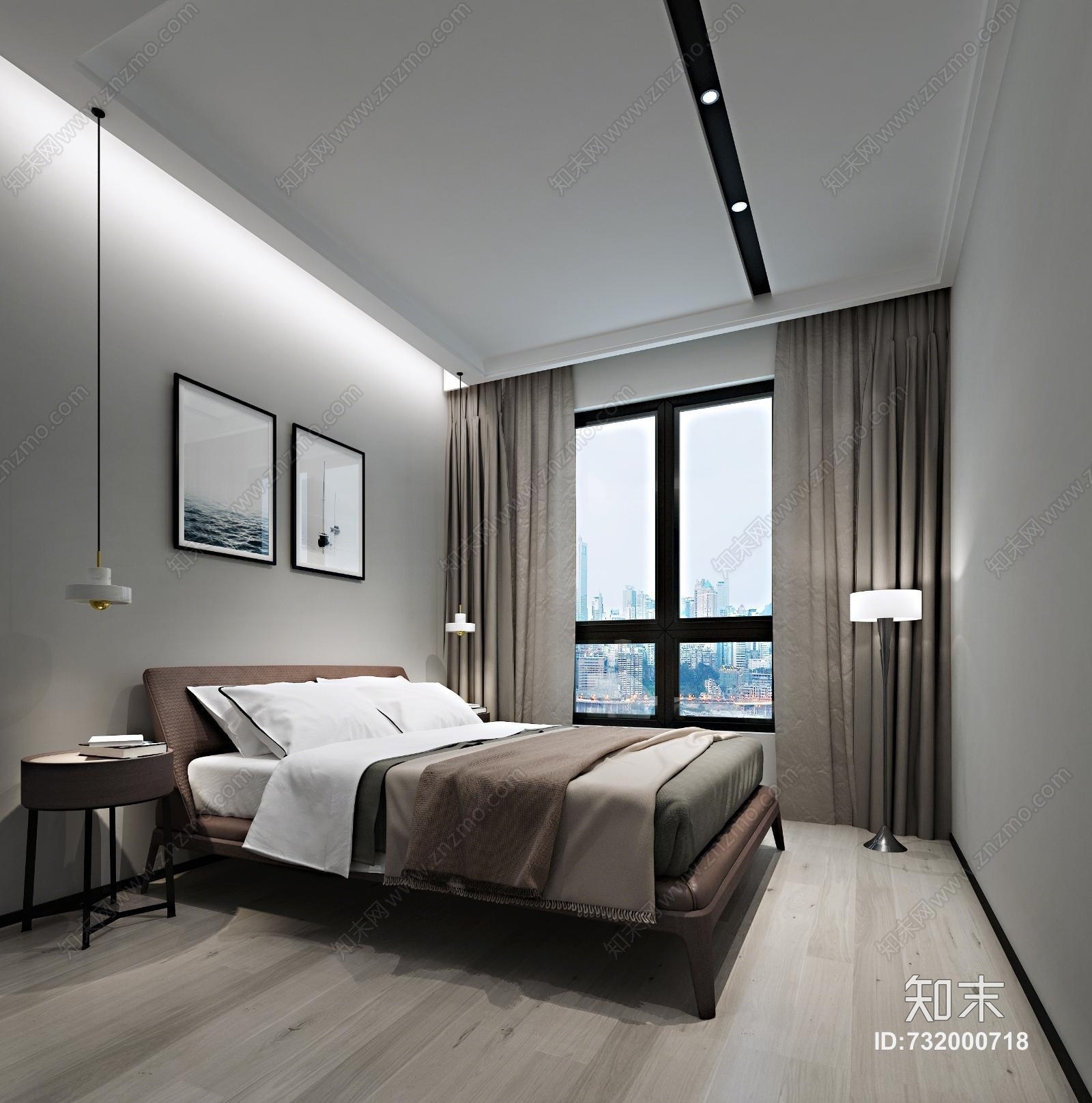 新中式现代简约北欧儿子房整体模型3D模型下载【ID:732000718】