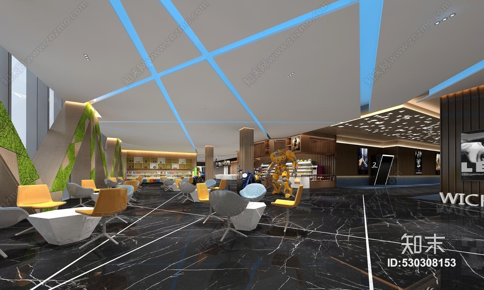 现代电影院大厅3D模型下载【ID:530308153】
