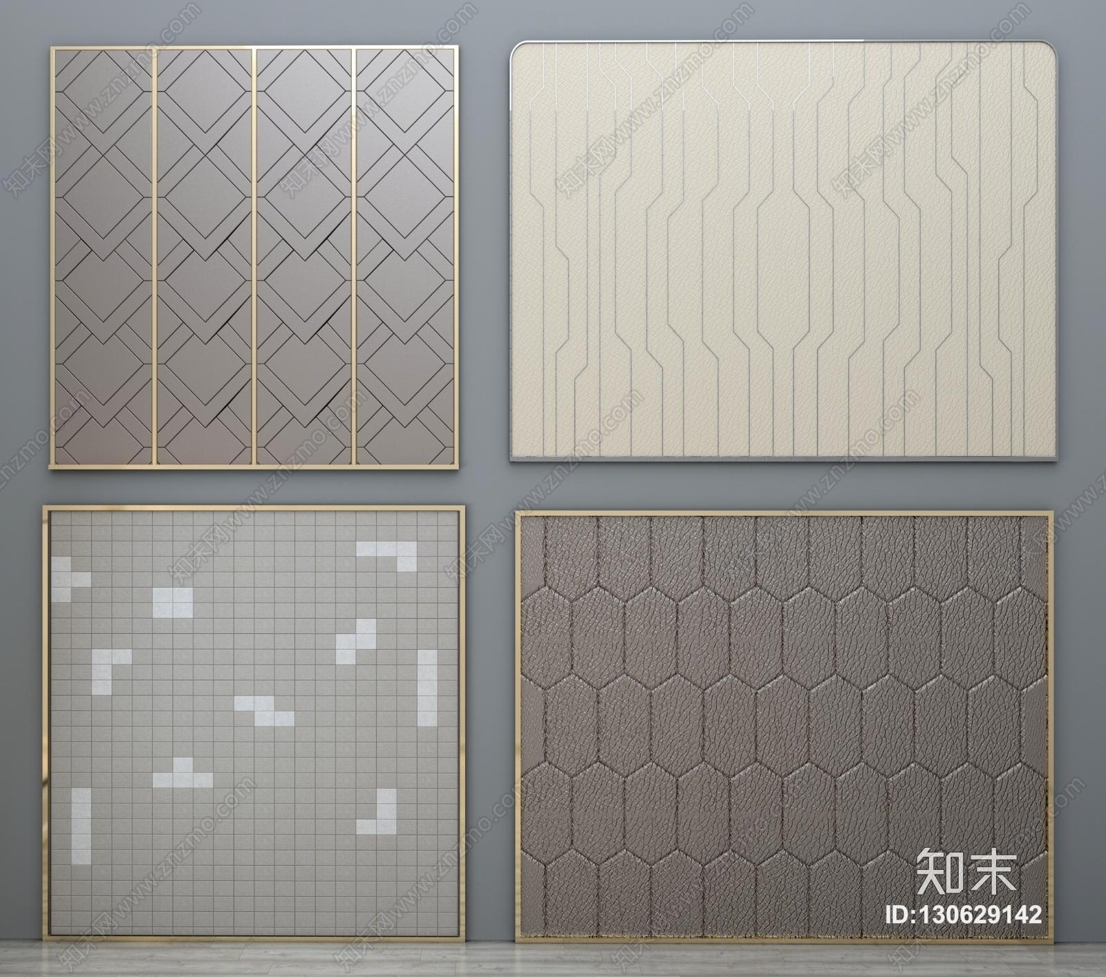 现代软包硬包背景墙3D模型下载【ID:130629142】