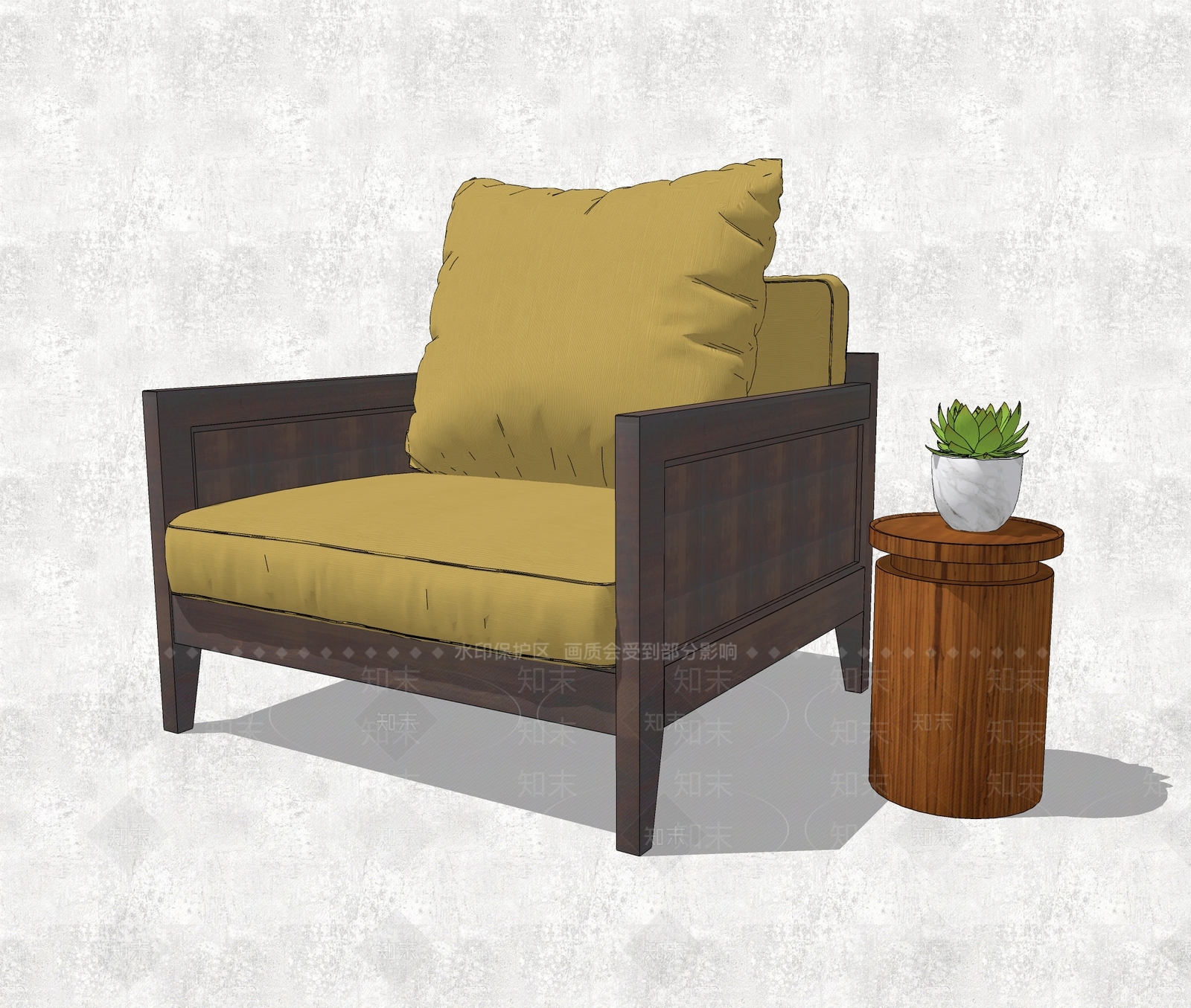 新中式休闲椅组合su模型下载【id:333664718】