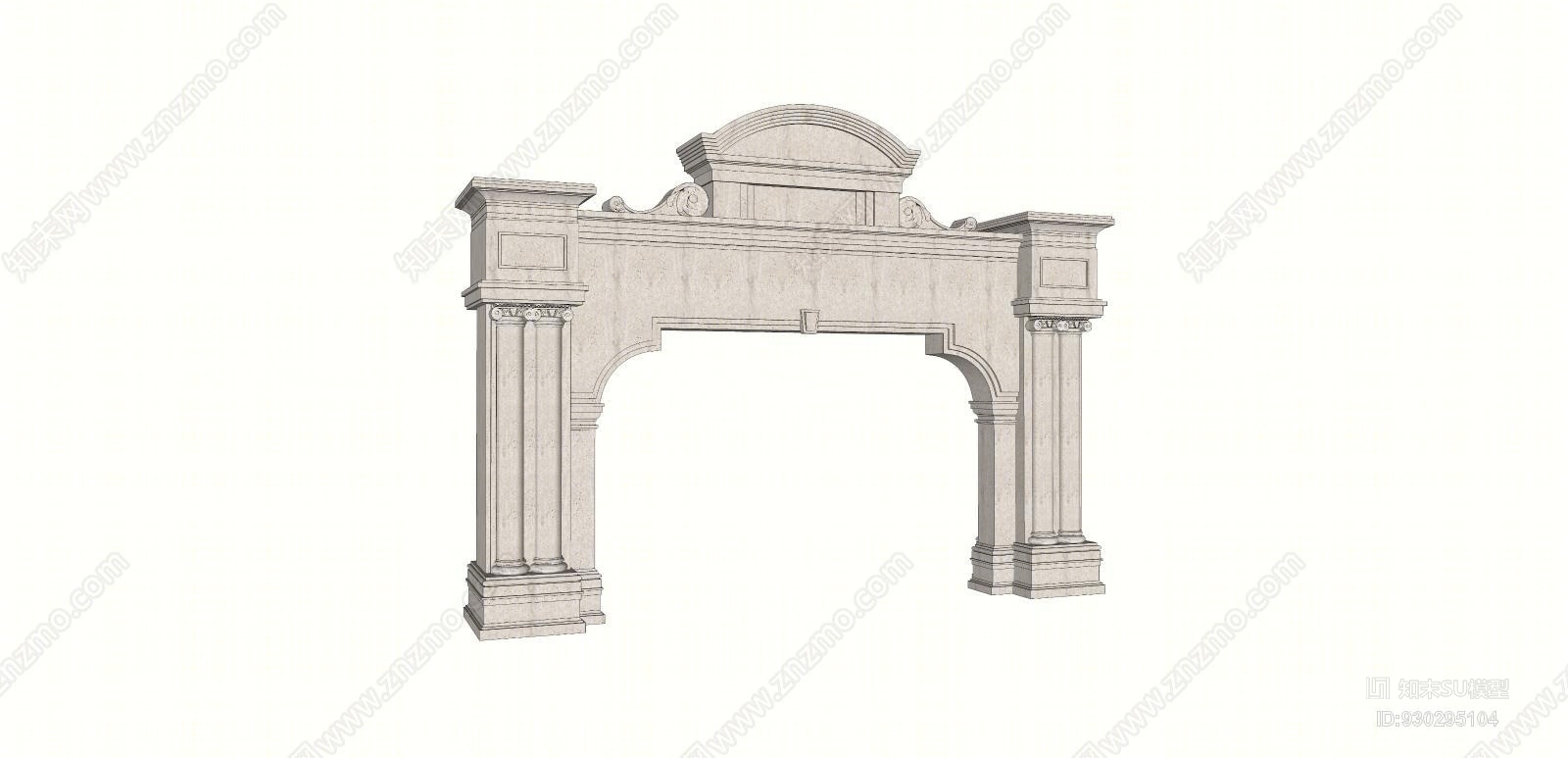 罗马柱大门口模型SU模型下载【ID:930295104】