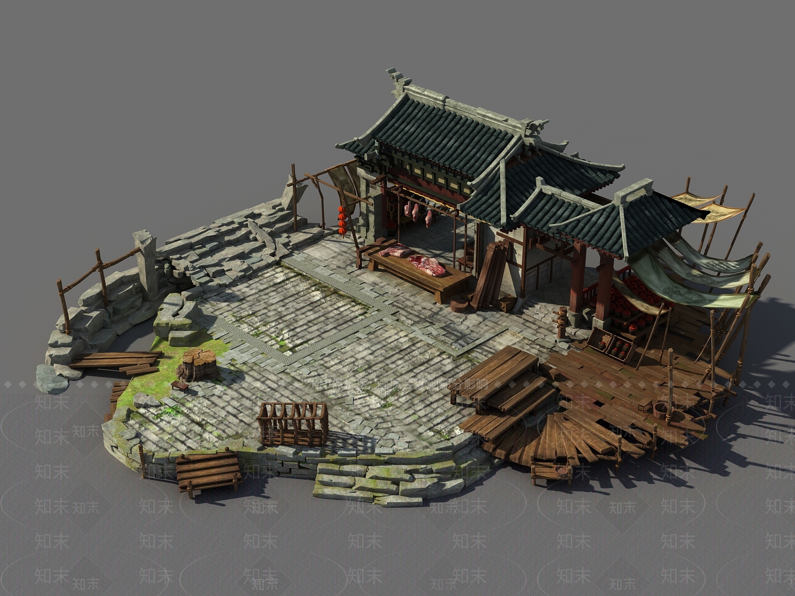 现代游戏摊位模型3D模型下载【ID:234647825】