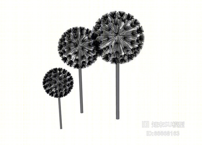 蒲公英雕塑SU模型下载【ID:66668163】